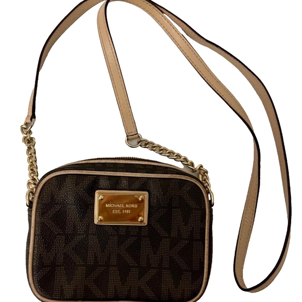 MICHAEL Michael Kors Jet Set Small Signature Logo Camera Crossbody Bag EUC